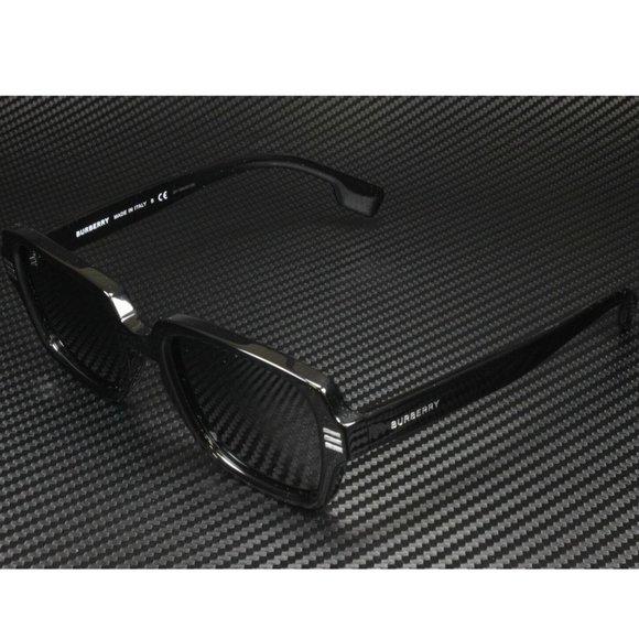 Burberry Men's Black Dark Grey Stripe Sunglasses